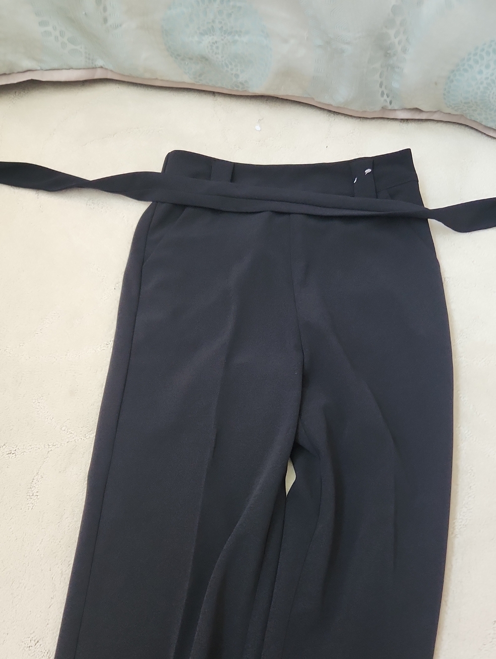 Classic Black Women's High-Waist Trousers with Belt
